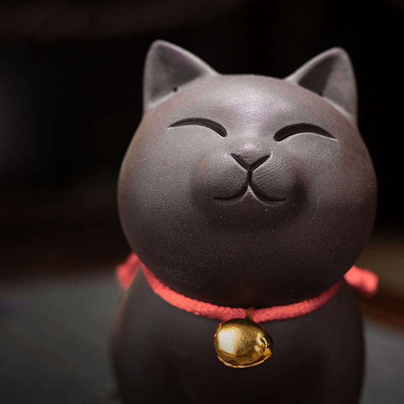 Figurine de chat miniature en argile violette représentant un joli chat en Buddha Stones , décoration de bureau - image 7