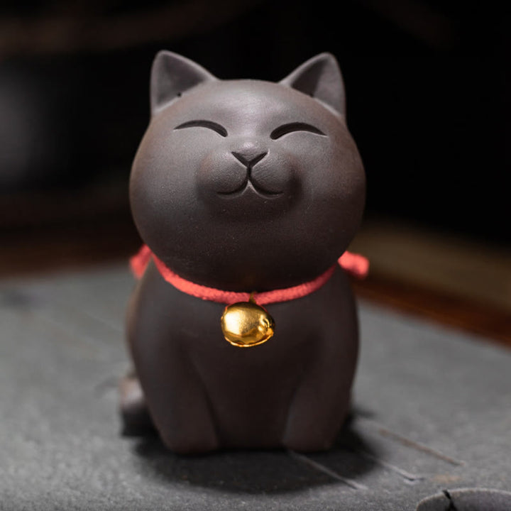 Figurine de chat miniature en argile violette représentant un joli chat en Buddha Stones , décoration de bureau - image 4