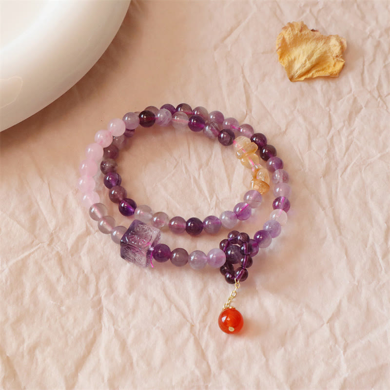 Bracelet double tour en améthyste naturelle et citrine de Buddha Stones