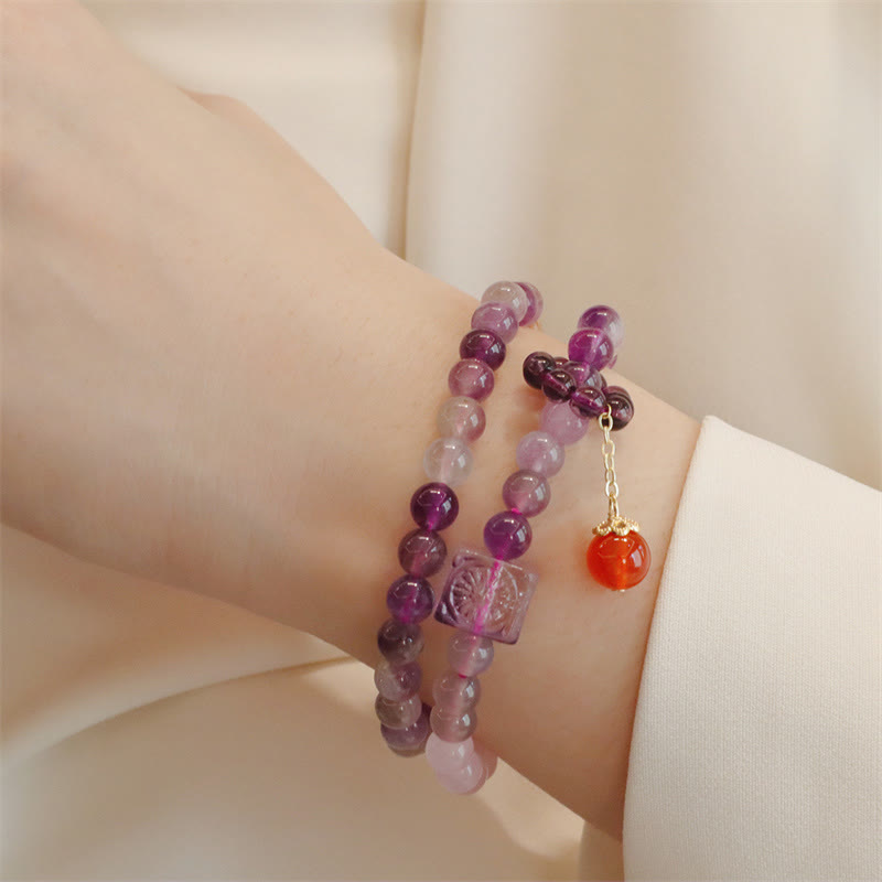Bracelet double tour en améthyste naturelle et citrine de Buddha Stones