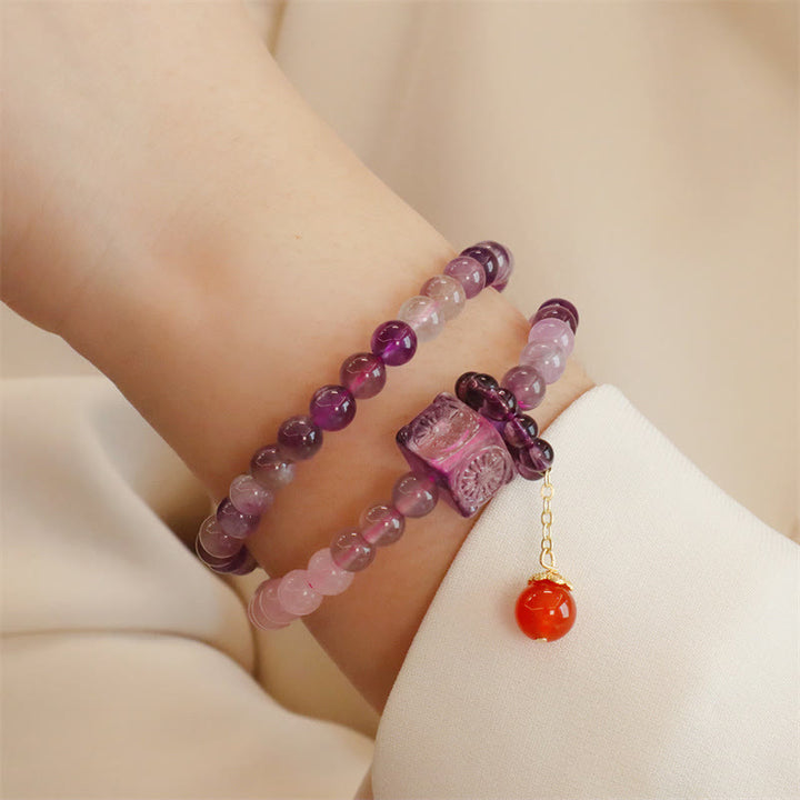 Bracelet double tour en améthyste naturelle et citrine de Buddha Stones