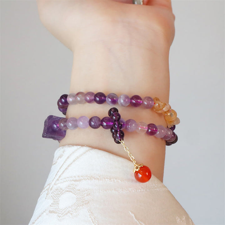 Bracelet double tour en améthyste naturelle et citrine de Buddha Stones