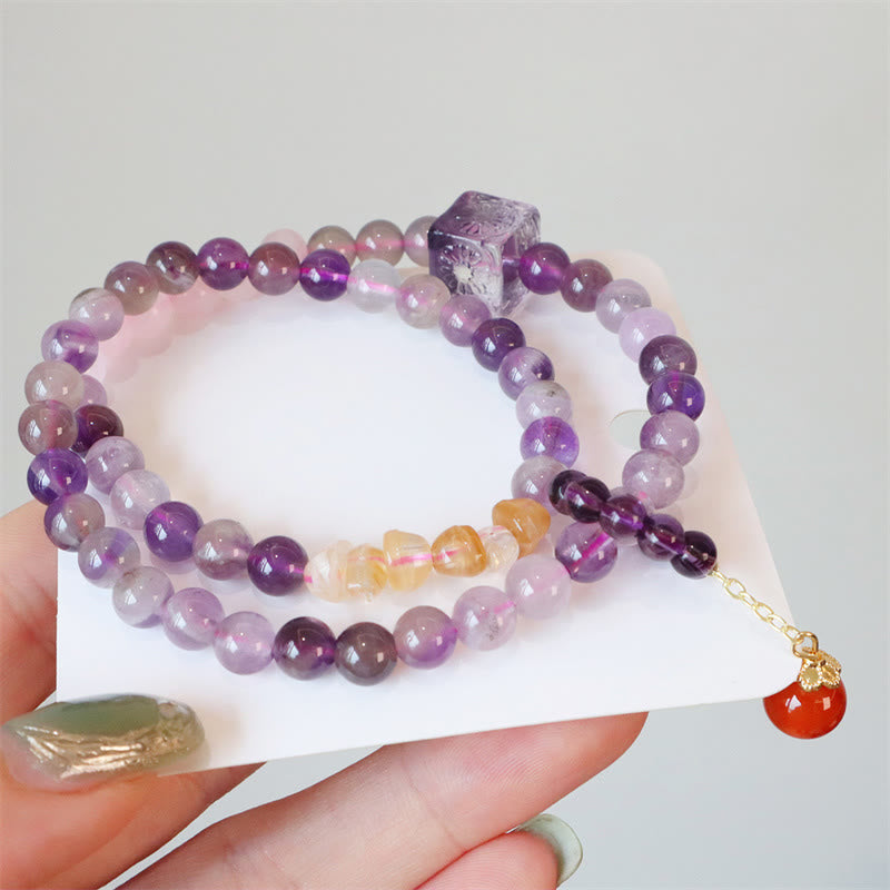 Bracelet double tour en améthyste naturelle et citrine de Buddha Stones
