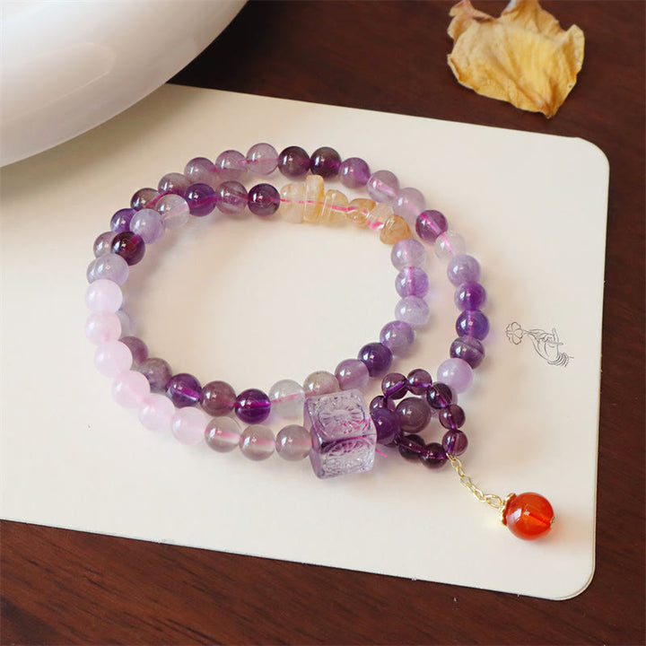 Bracelet double tour en améthyste naturelle et citrine de Buddha Stones