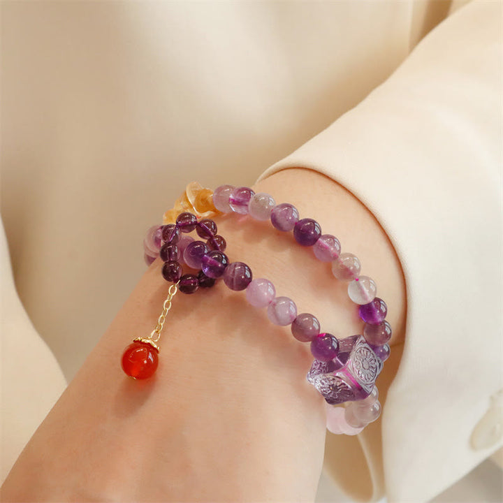 Bracelet double tour en améthyste naturelle et citrine de Buddha Stones