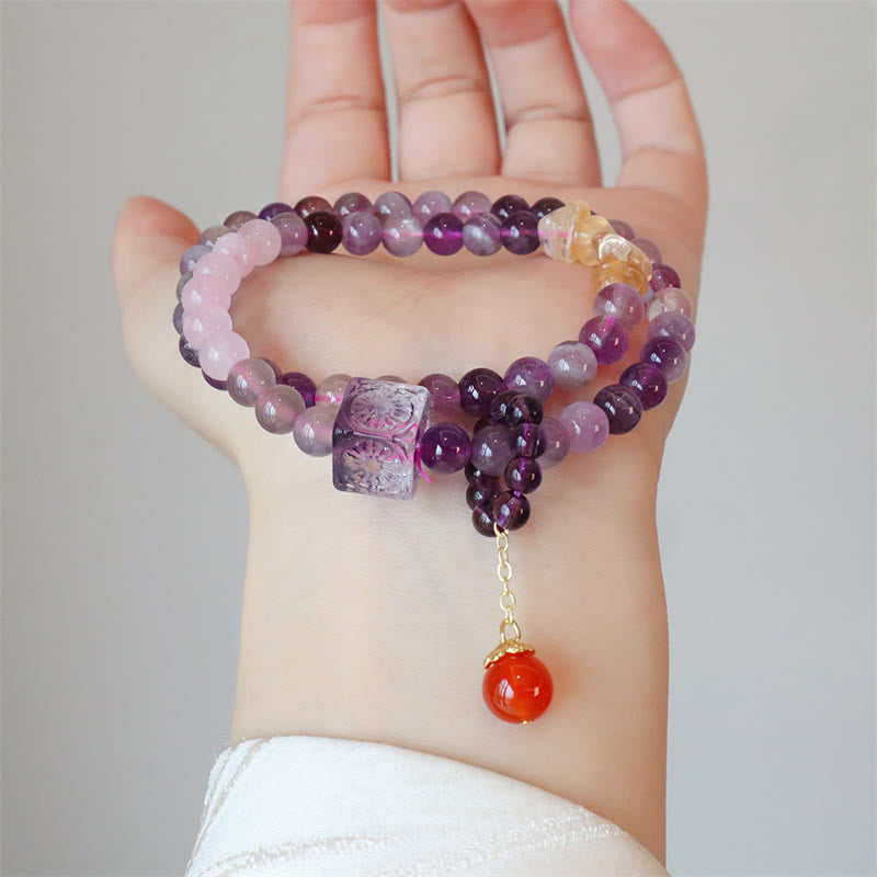 Bracelet double tour en améthyste naturelle et citrine de Buddha Stones