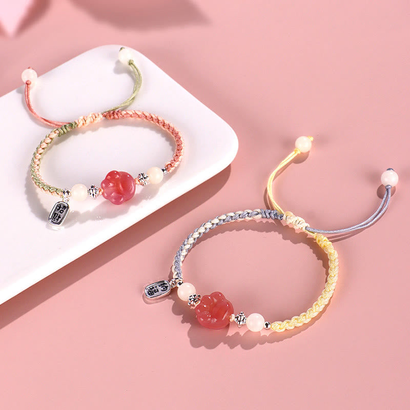 Bracelet en corde tressée positive avec griffe de chat et pierre de Buddha Stones en agate Yanyuan et graine de Bodhi blanche - image 2