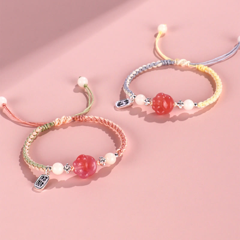 Bracelet en corde tressée positive avec griffe de chat et pierre de Buddha Stones en agate Yanyuan et graine de Bodhi blanche - image 14