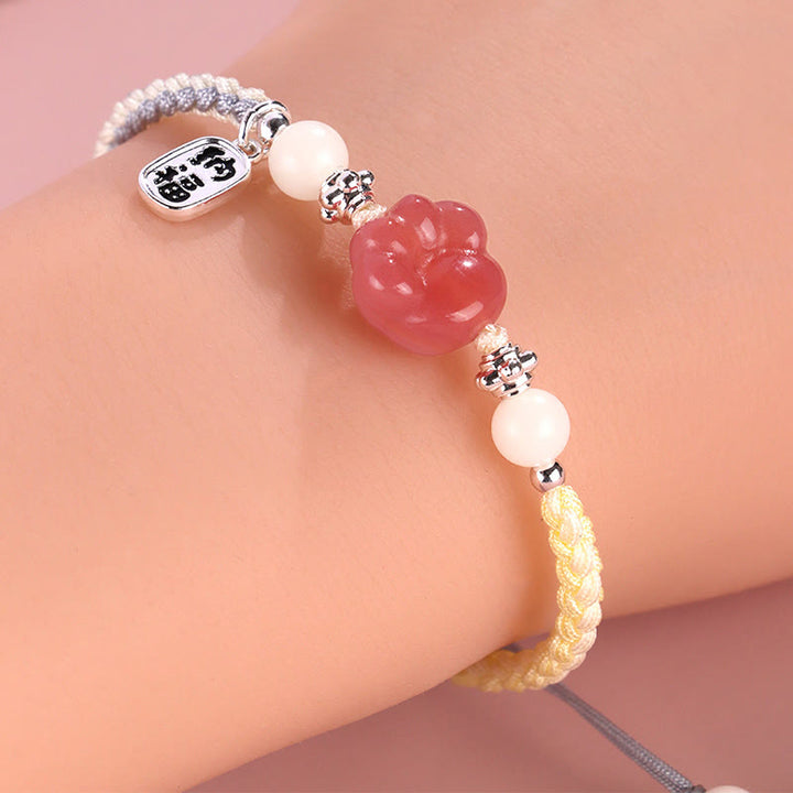 Bracelet en corde tressée positive avec griffe de chat et pierre de Buddha Stones en agate Yanyuan et graine de Bodhi blanche - image 5