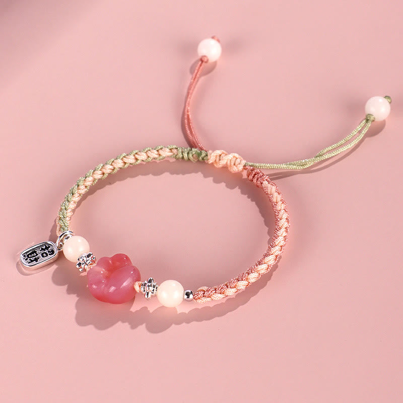 Bracelet en corde tressée positive avec griffe de chat et pierre de Buddha Stones en agate Yanyuan et graine de Bodhi blanche - image 11