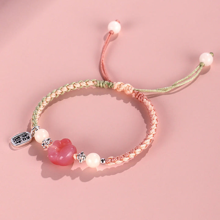 Bracelet en corde tressée positive avec griffe de chat et pierre de Buddha Stones en agate Yanyuan et graine de Bodhi blanche - image 11