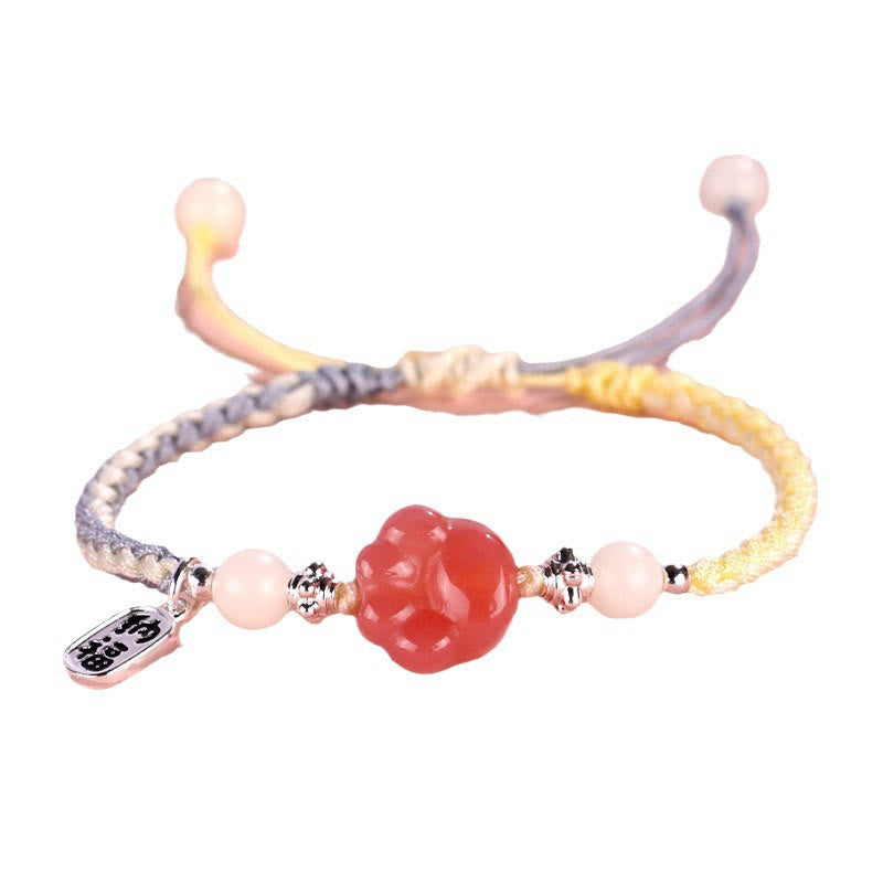Bracelet en corde tressée positive avec griffe de chat et pierre de Buddha Stones en agate Yanyuan et graine de Bodhi blanche - image 9