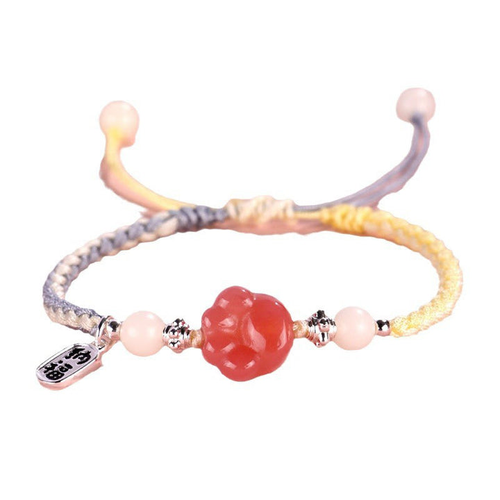 Bracelet en corde tressée positive avec griffe de chat et pierre de Buddha Stones en agate Yanyuan et graine de Bodhi blanche - image 9