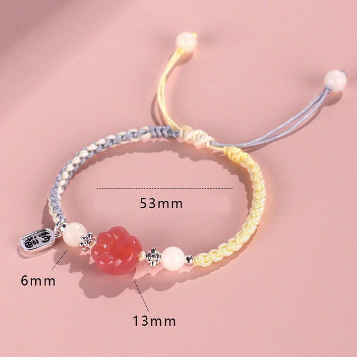 Bracelet en corde tressée positive avec griffe de chat et pierre de Buddha Stones en agate Yanyuan et graine de Bodhi blanche - image 8