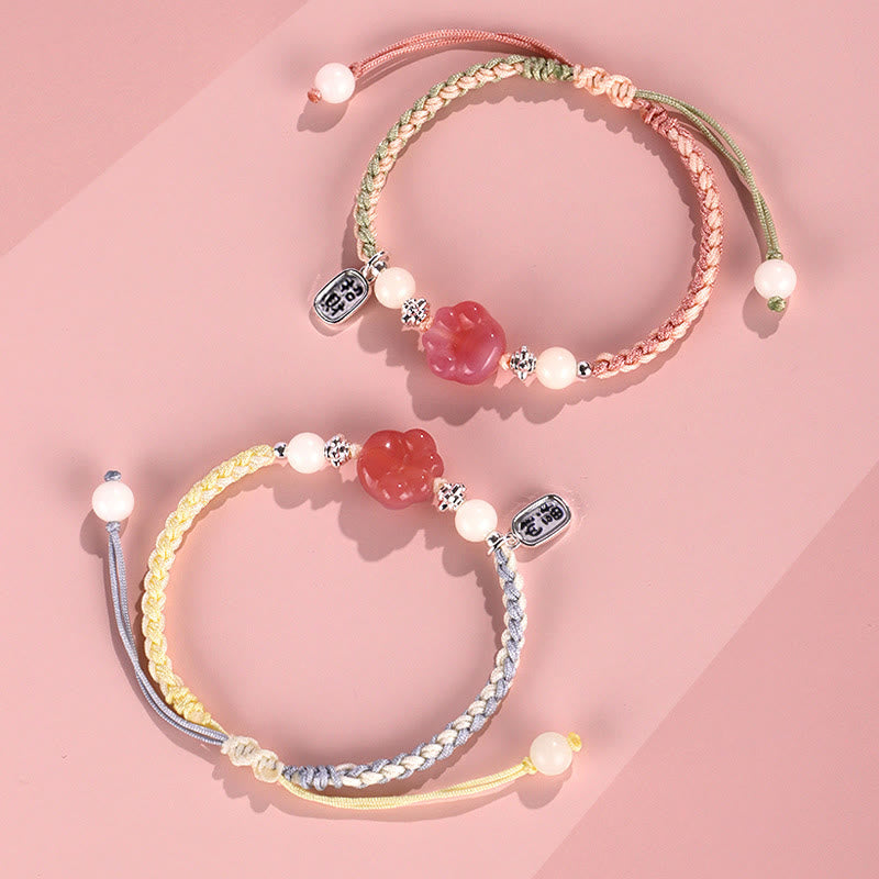 Bracelet en corde tressée positive avec griffe de chat et pierre de Buddha Stones en agate Yanyuan et graine de Bodhi blanche - image 13