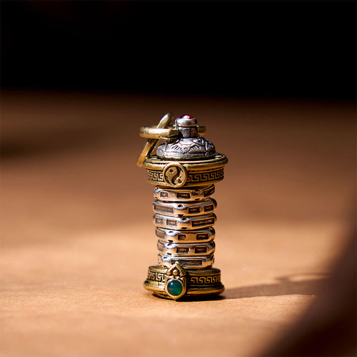 Collier pendentif rotatif en cuivre Buddha Stones et tour Yin Yang - image 4
