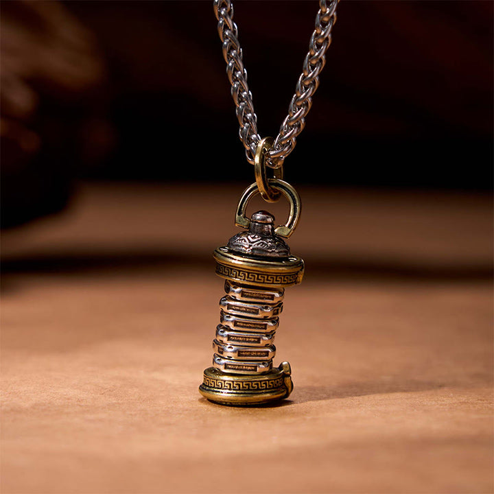 Collier pendentif rotatif en cuivre Buddha Stones et tour Yin Yang - image 3