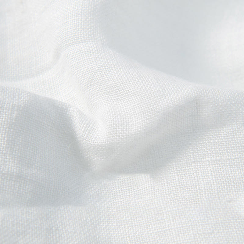 Chemise à manches courtes et demi-bouton en Coton et lin de couleur unie Buddha Stones pour hommes - image 16
