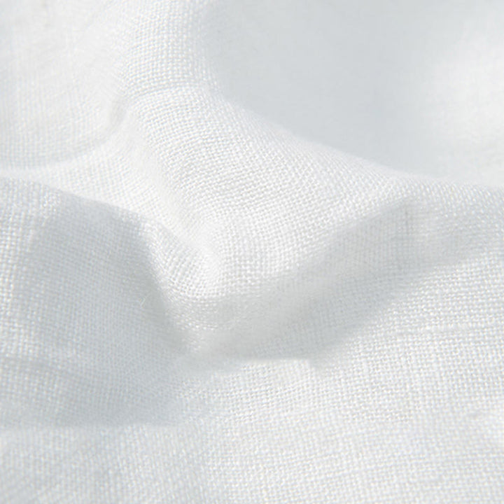 Chemise à manches courtes et demi-bouton en Coton et lin de couleur unie Buddha Stones pour hommes - image 16