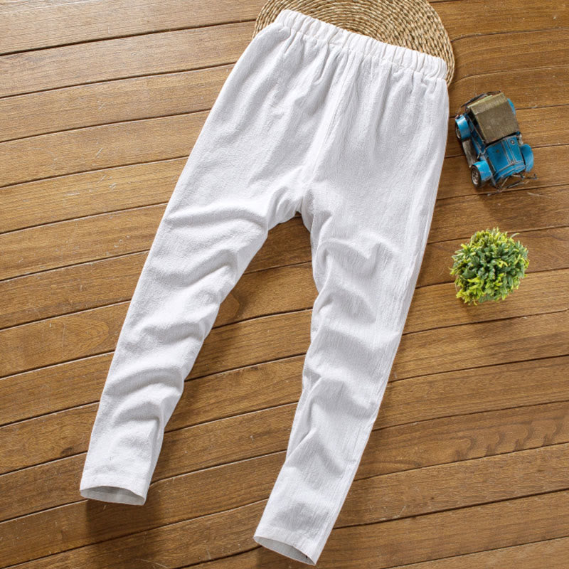 Buddha Stones Ensemble 2 pièces en coton de couleur unie avec t-shirt à manches courtes et pantalon pour homme
