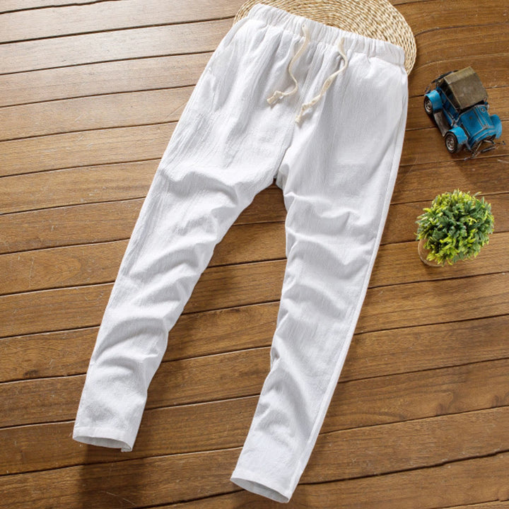 Buddha Stones Ensemble 2 pièces en coton de couleur unie avec t-shirt à manches courtes et pantalon pour homme
