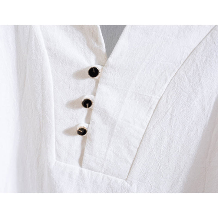 Buddha Stones Ensemble 2 pièces en coton de couleur unie avec t-shirt à manches courtes et pantalon pour homme