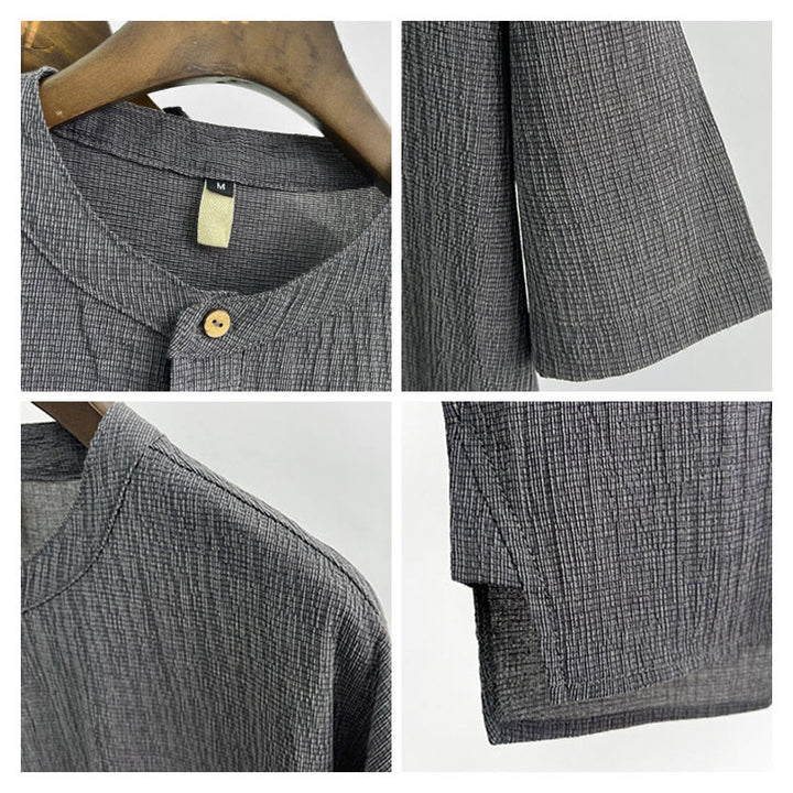 Chemise boutonnée à manches courtes pour homme, couleur unie, motif Buddha Stones , été - image 2