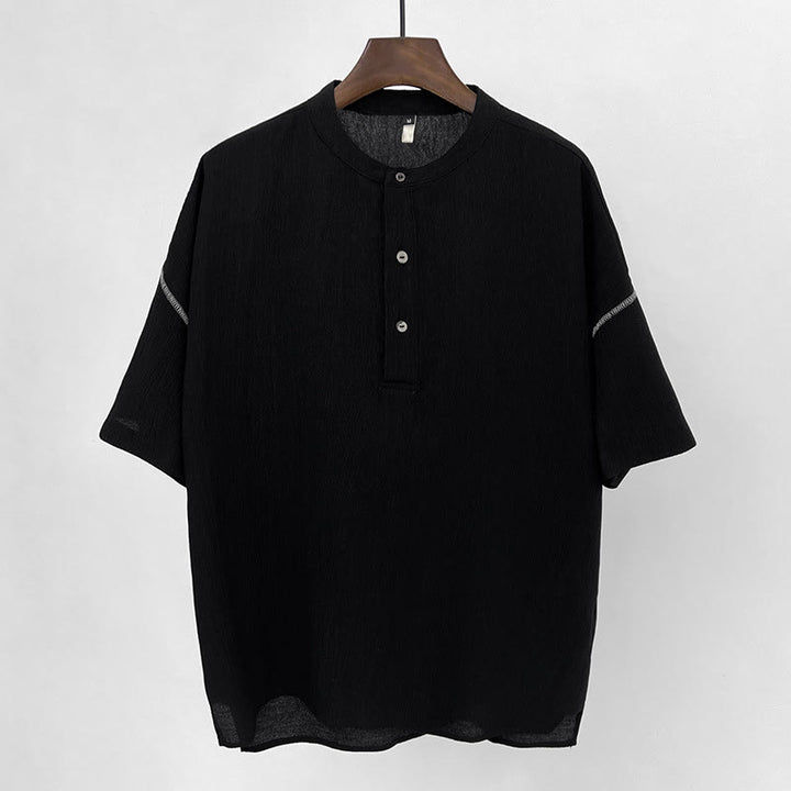 Chemise boutonnée à manches courtes pour homme, couleur unie, motif Buddha Stones , été