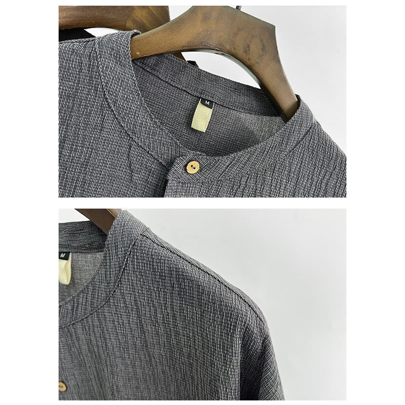 Chemise boutonnée à manches courtes pour homme, couleur unie, motif Buddha Stones , été - image 4