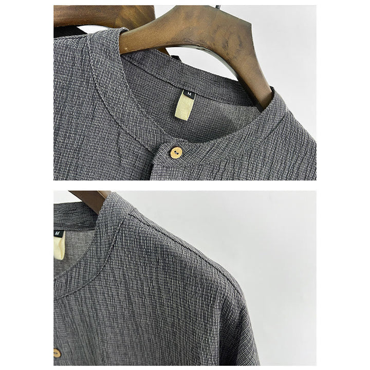 Chemise boutonnée à manches courtes pour homme, couleur unie, motif Buddha Stones , été - image 4