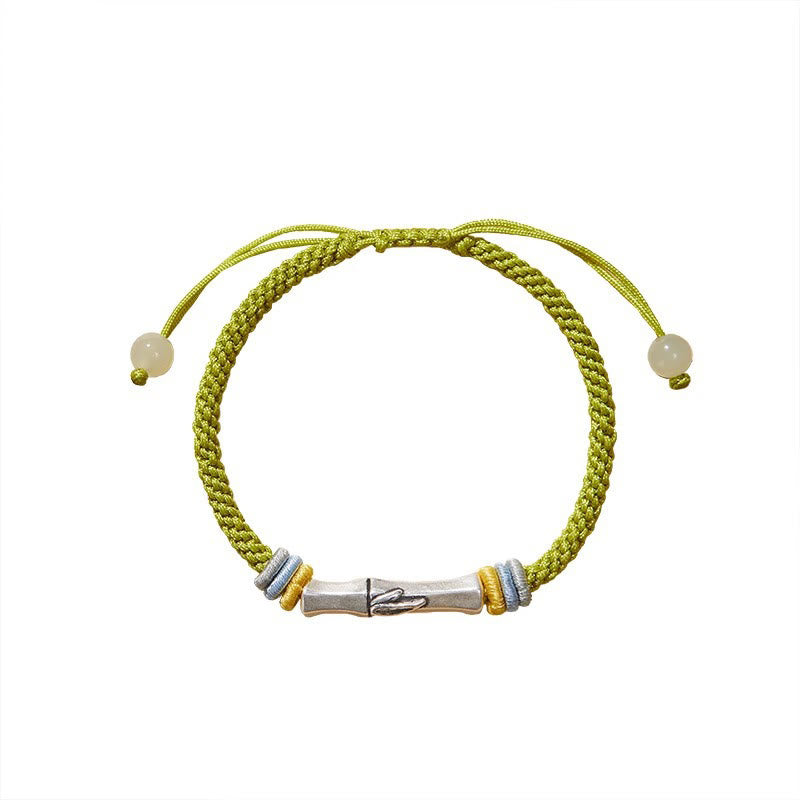 Bracelet d'illumination en bambou avec fil rouge en argent sterling 999 et Buddha Stones