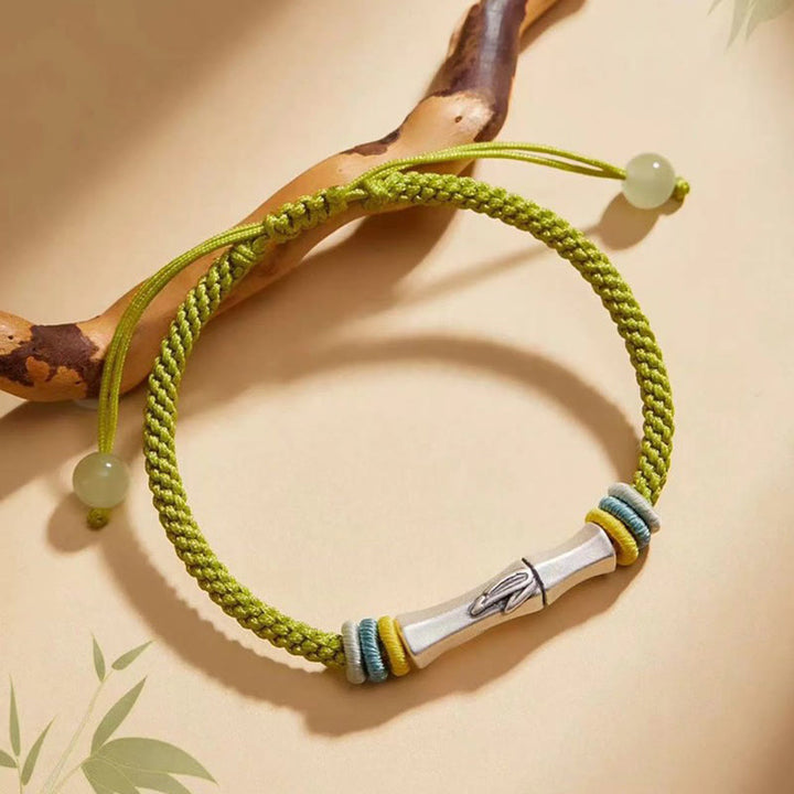 Bracelet d'illumination en bambou avec fil rouge en argent sterling 999 et Buddha Stones - image 2