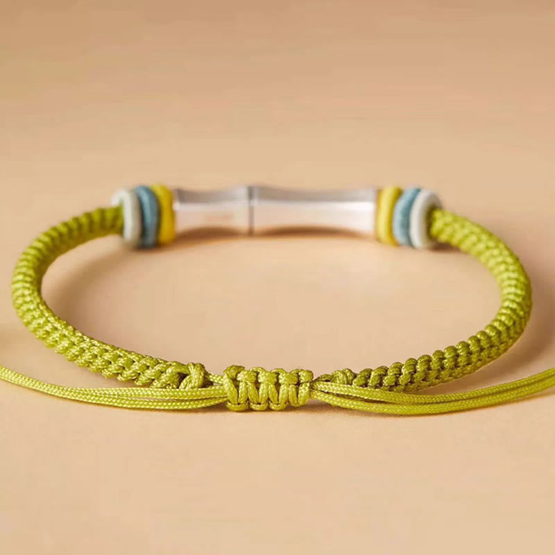Bracelet d'illumination en bambou avec fil rouge en argent sterling 999 et Buddha Stones - image 3