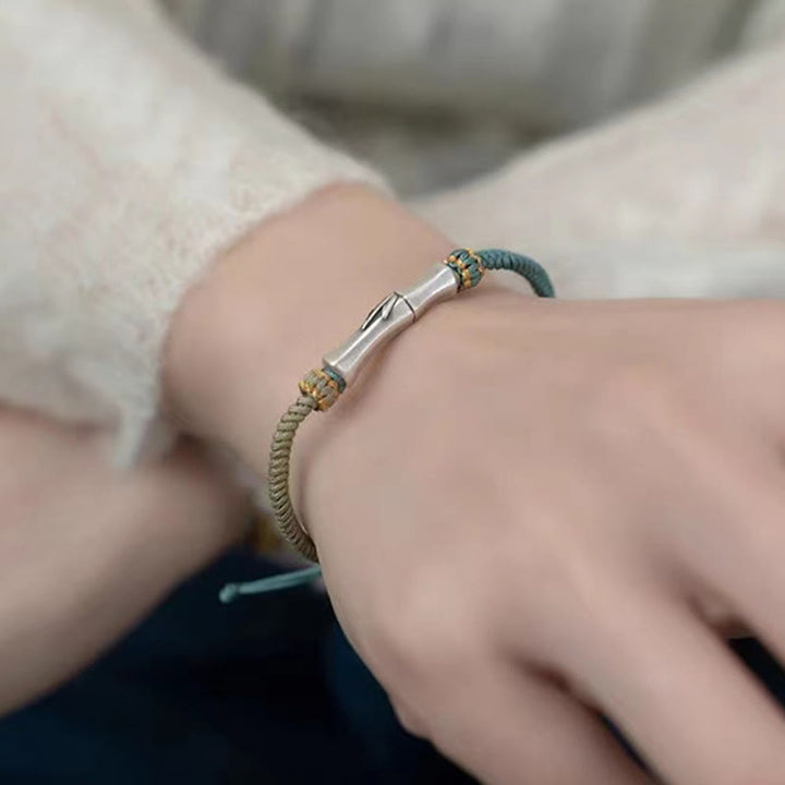 Bracelet tressé de protection en bambou en argent sterling 925 Buddha Stones - image 3