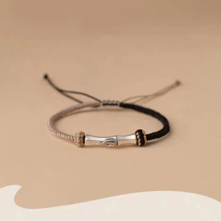 Bracelet tressé de protection en bambou en argent sterling 925 Buddha Stones