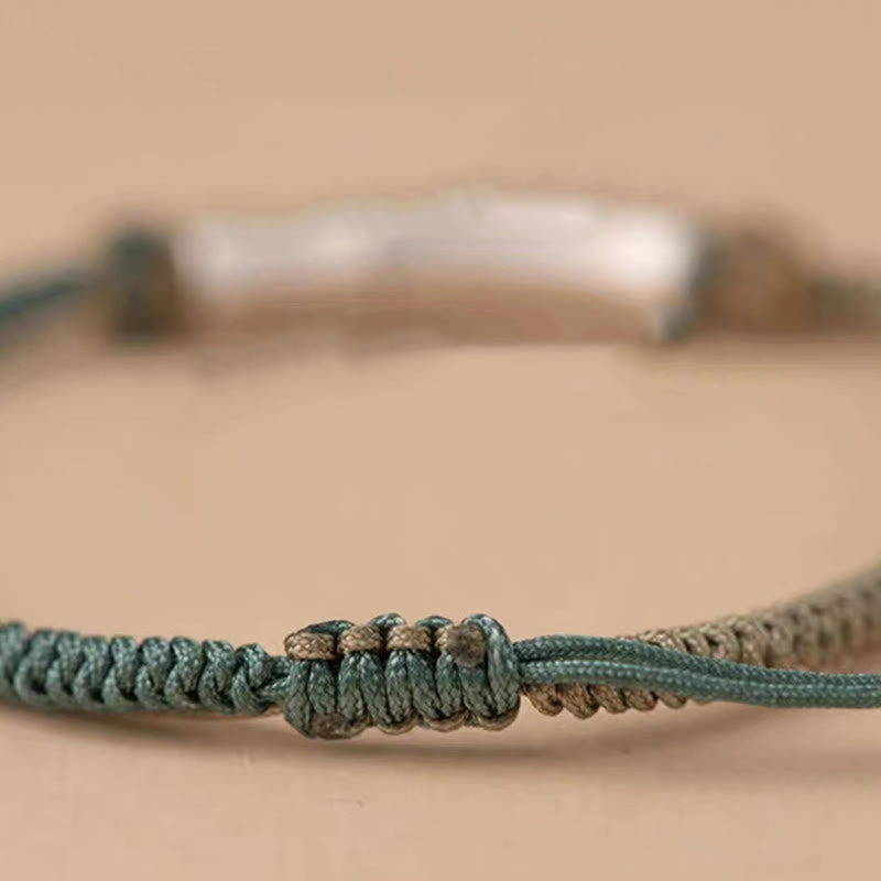 Bracelet tressé de protection en bambou en argent sterling 925 Buddha Stones