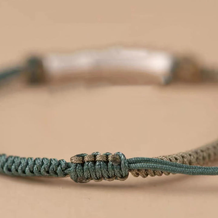 Bracelet tressé de protection en bambou en argent sterling 925 Buddha Stones