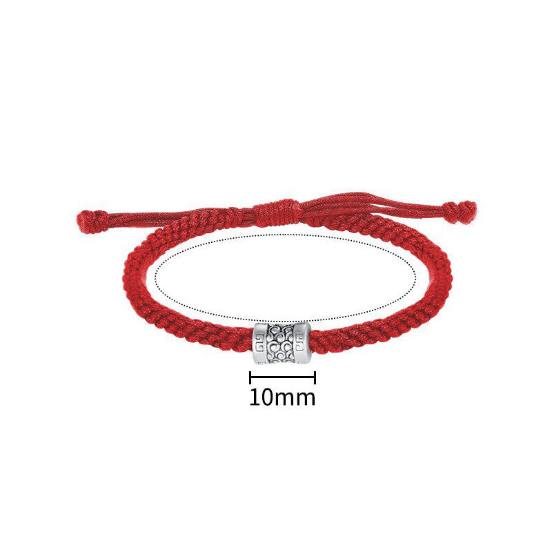 Bracelet de force en argent sterling 999 avec cordon rouge et Buddha Stones