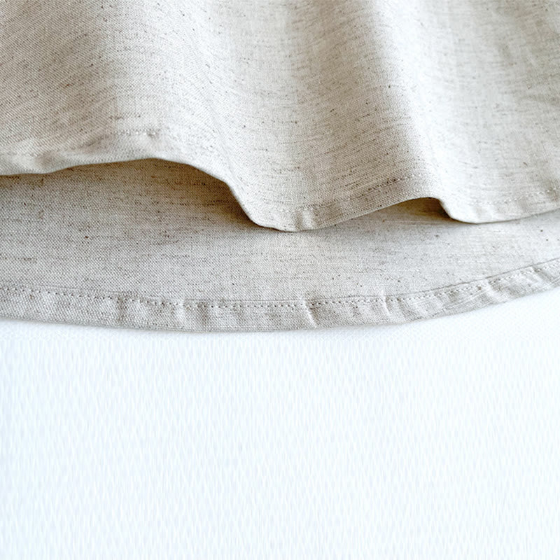 Chemise boutonnée à manches courtes en lin pour homme avec Buddha Stones de couleur unie