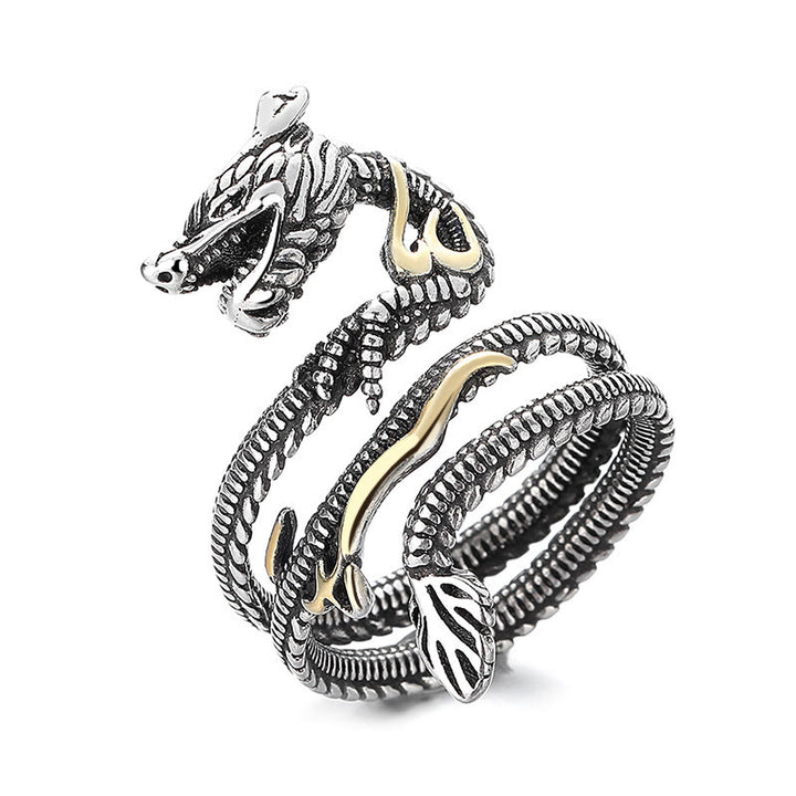 Bague de force en cuivre à motif de dragon vintage Buddha Stones
