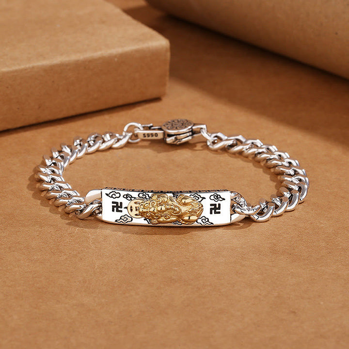 Bracelet de sagesse avec boucle à ressort et pierres de Buddha Stones Om Mani Padme Hum Pixiu Swastika