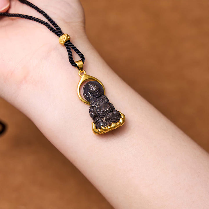 Collier pendentif Bouddha Sérénité en Buddha Stones tibétaines jaunes Jambhala jaune Dieu de la richesse - image 2