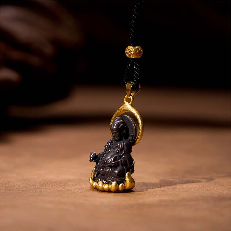 Collier pendentif Bouddha Sérénité en Buddha Stones tibétaines jaunes Jambhala jaune Dieu de la richesse - image 3
