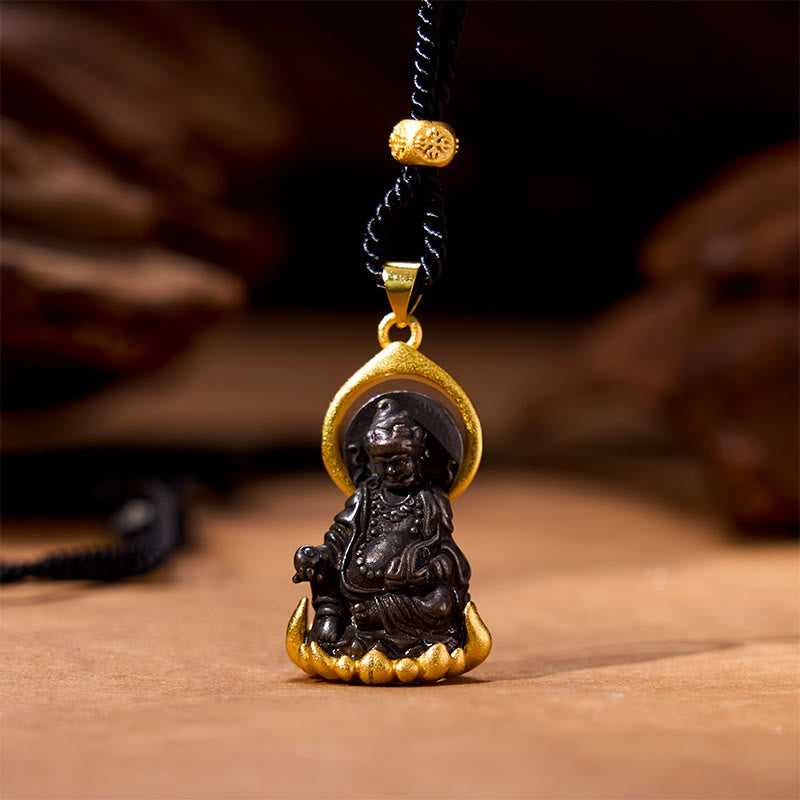 Collier pendentif Bouddha Sérénité en Buddha Stones tibétaines jaunes Jambhala jaune Dieu de la richesse - Jambhala jaune en alliage (Dieu jaune de la richesse) - image 1