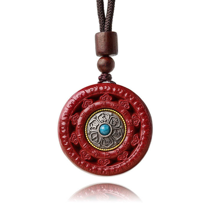 Collier pendentif rotatif en Buddha Stones Cinabre Om Mani Padme Hum Blessing - image 13