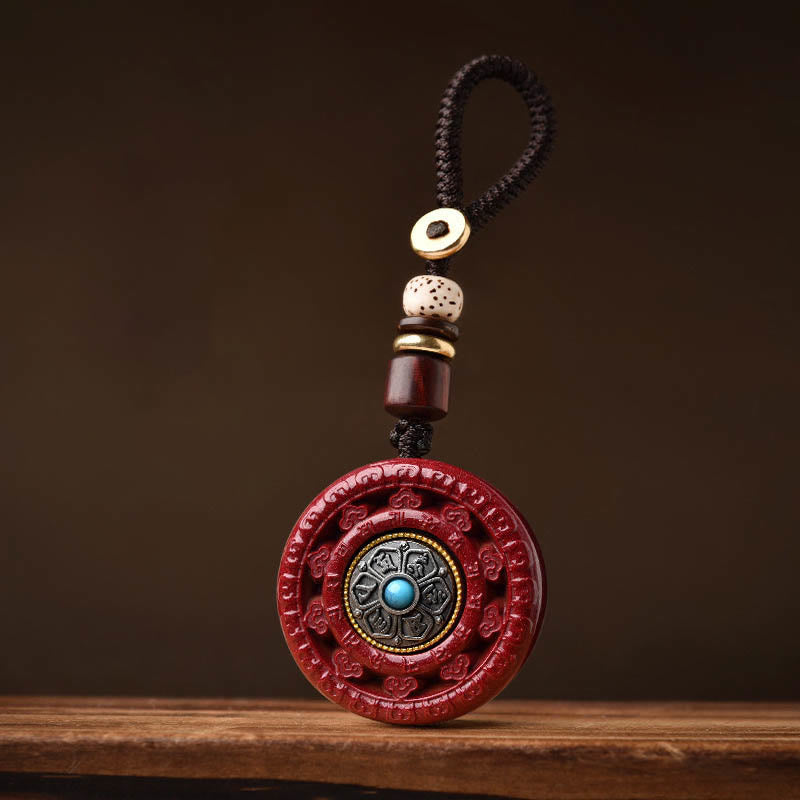 Collier pendentif rotatif en Buddha Stones Cinabre Om Mani Padme Hum Blessing - image 15