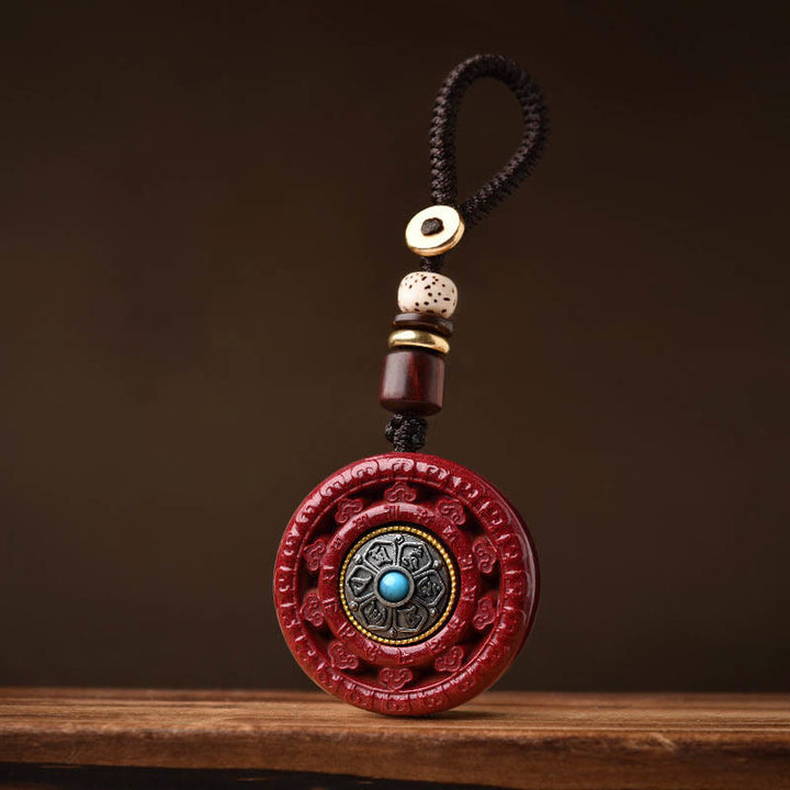 Collier pendentif rotatif en Buddha Stones Cinabre Om Mani Padme Hum Blessing - image 15