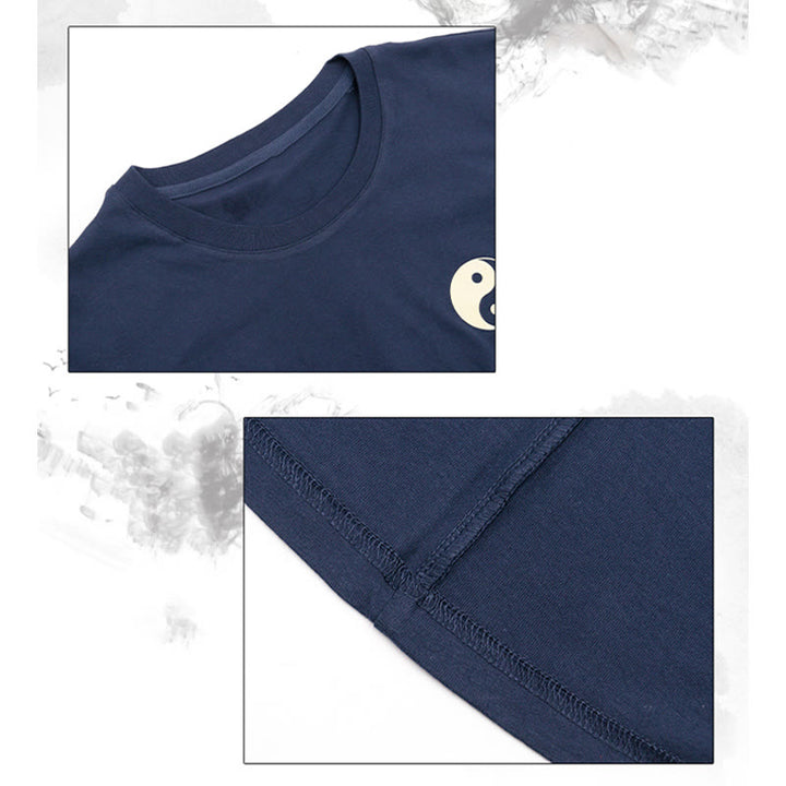 T-shirt d'été en coton à manches courtes et col rond pour homme Buddha Stones Yin Yang - image 7