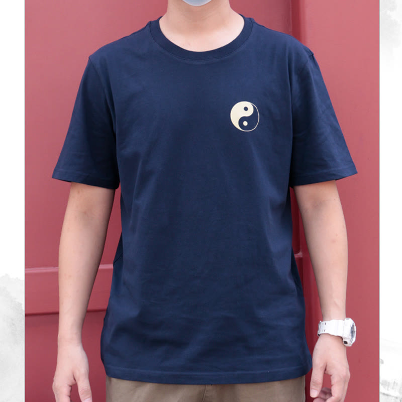 T-shirt d'été en coton à manches courtes et col rond pour homme Buddha Stones Yin Yang - image 5