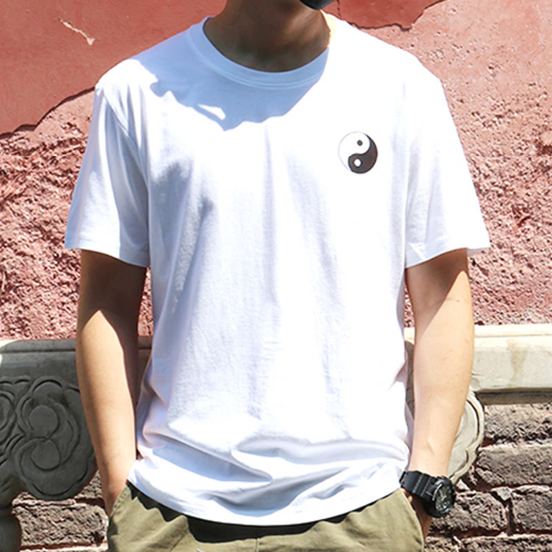 T-shirt d'été en coton à manches courtes et col rond pour homme Buddha Stones Yin Yang - Blanc - US/UK/AU42，EU52 (3XL) - image 9